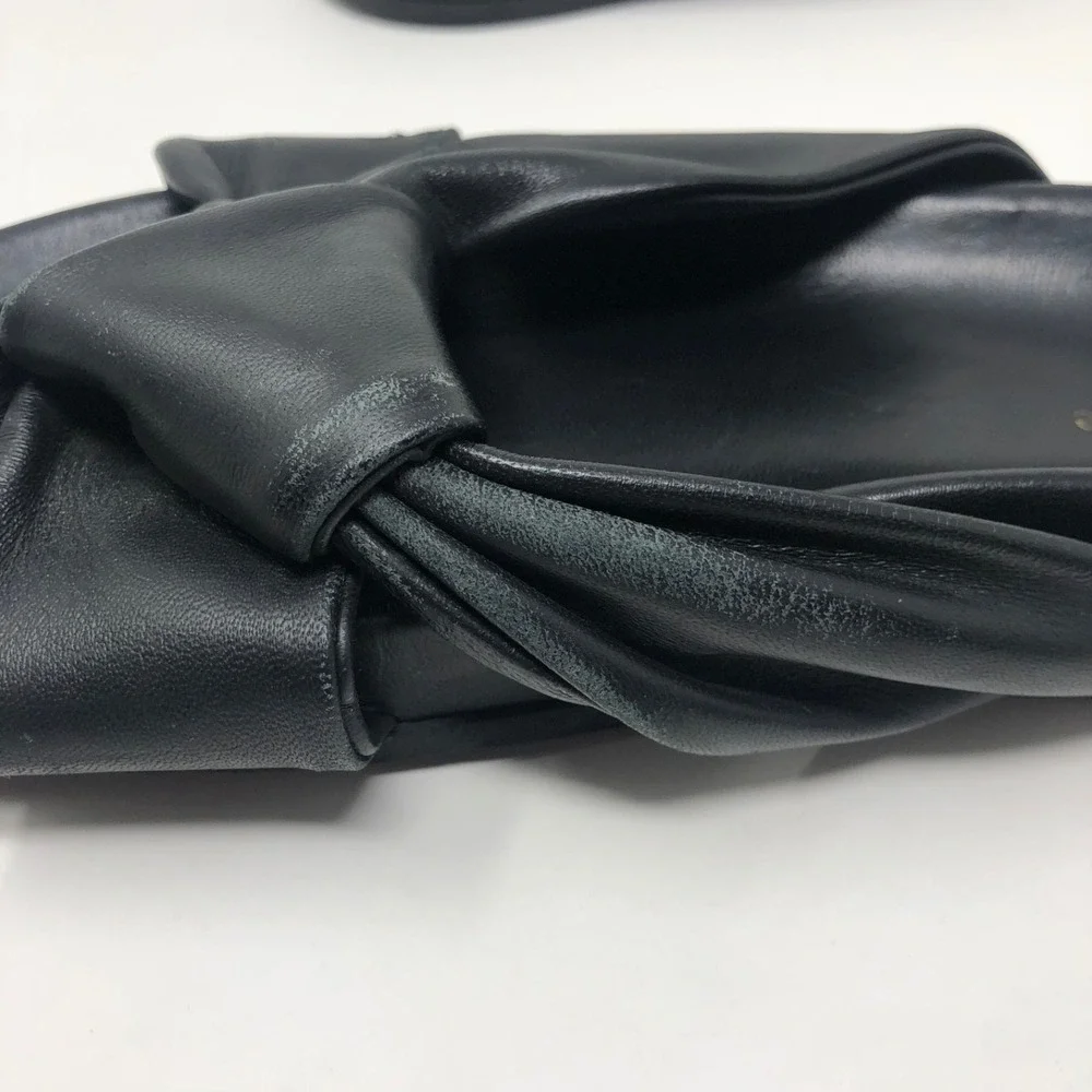 Jenni Kayne Leather Knot Sandal Womens 41 US 10.5 Black Chunky Romantic Boho